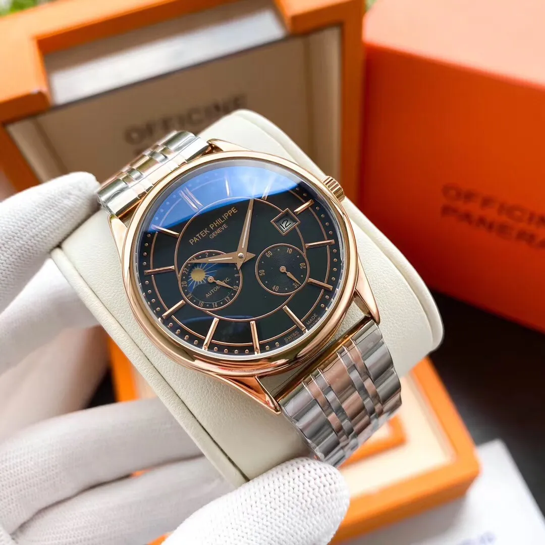 【Foreign trade import】💰1300! Patek Philippe‼ ️Exquisite men's watch, flywheel equipped with moon phase design, noble and gentlemanly style, excellent quality, hot selling all over the city. Using fully automatic mechanical movement, top-grade 316 stainless steel case, imported calfskin strap, mineral super mirror, size 43*13🔥Top quality products are constantly produced🔥